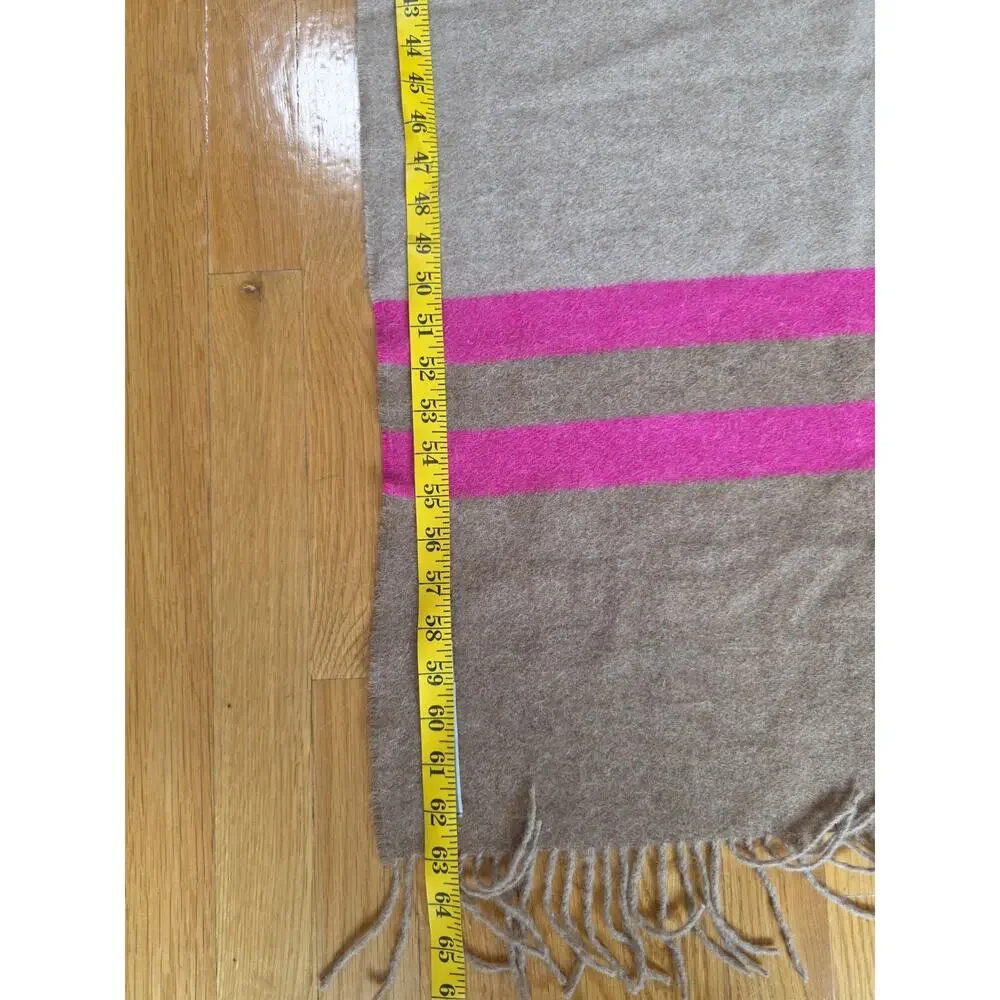 Alicia Adams Alpaca Throw Camel Hot Pink Stripe Fringe Equestrian Peru 51x63